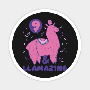 Llamazing 9th Birthday 9 Years Old Llama Girls Kids Gift product Magnet